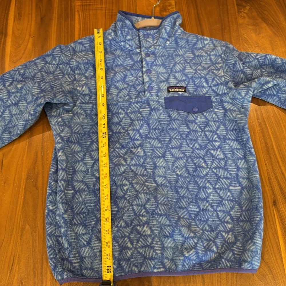 Patagonia Worn Wear Blue Geometric Fleece Pullover - Picture 7 of 12